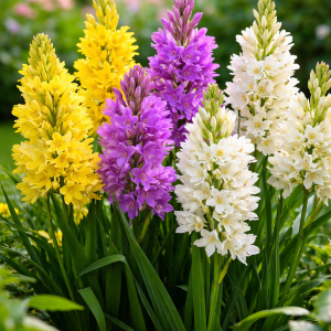 Pachet START – 9 Bulbi Tuberoze Mix Premium (Galben, Mov, Alb) – Transport Gratuit