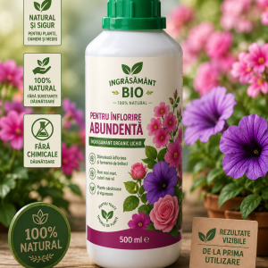 Îngrășământ BIO pentru Înflorire Abundentă – 500 ml Secretul florilor pline de culoare și al unei înfloriri spectaculoase