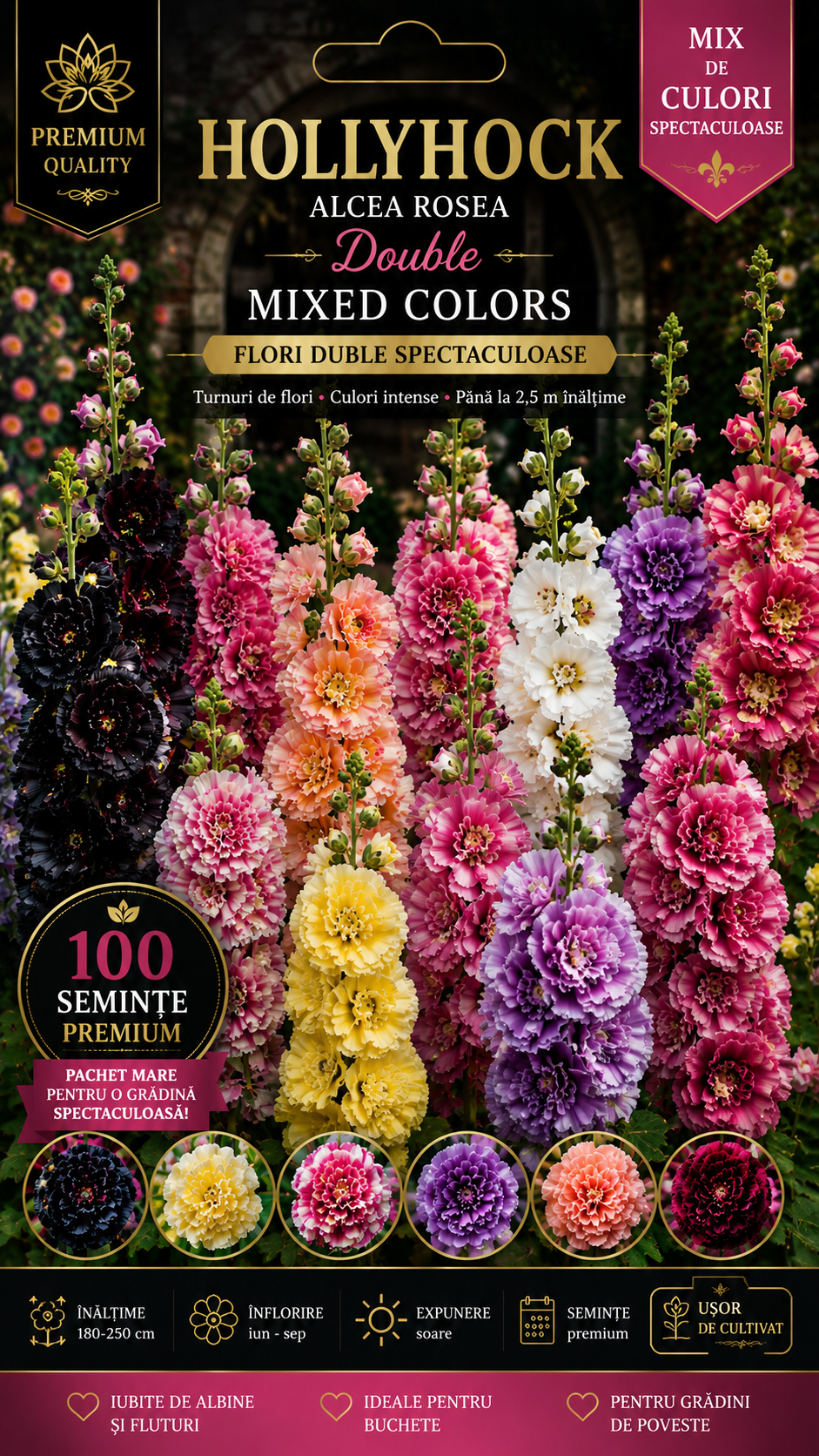 Hollyhock – Nalbă Imperială 100 seminte (100% germinare)
