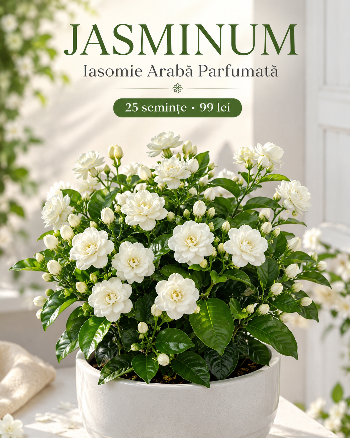 Jasminum Sambac – Iasomie Arabă Parfumată – 25 Semințe