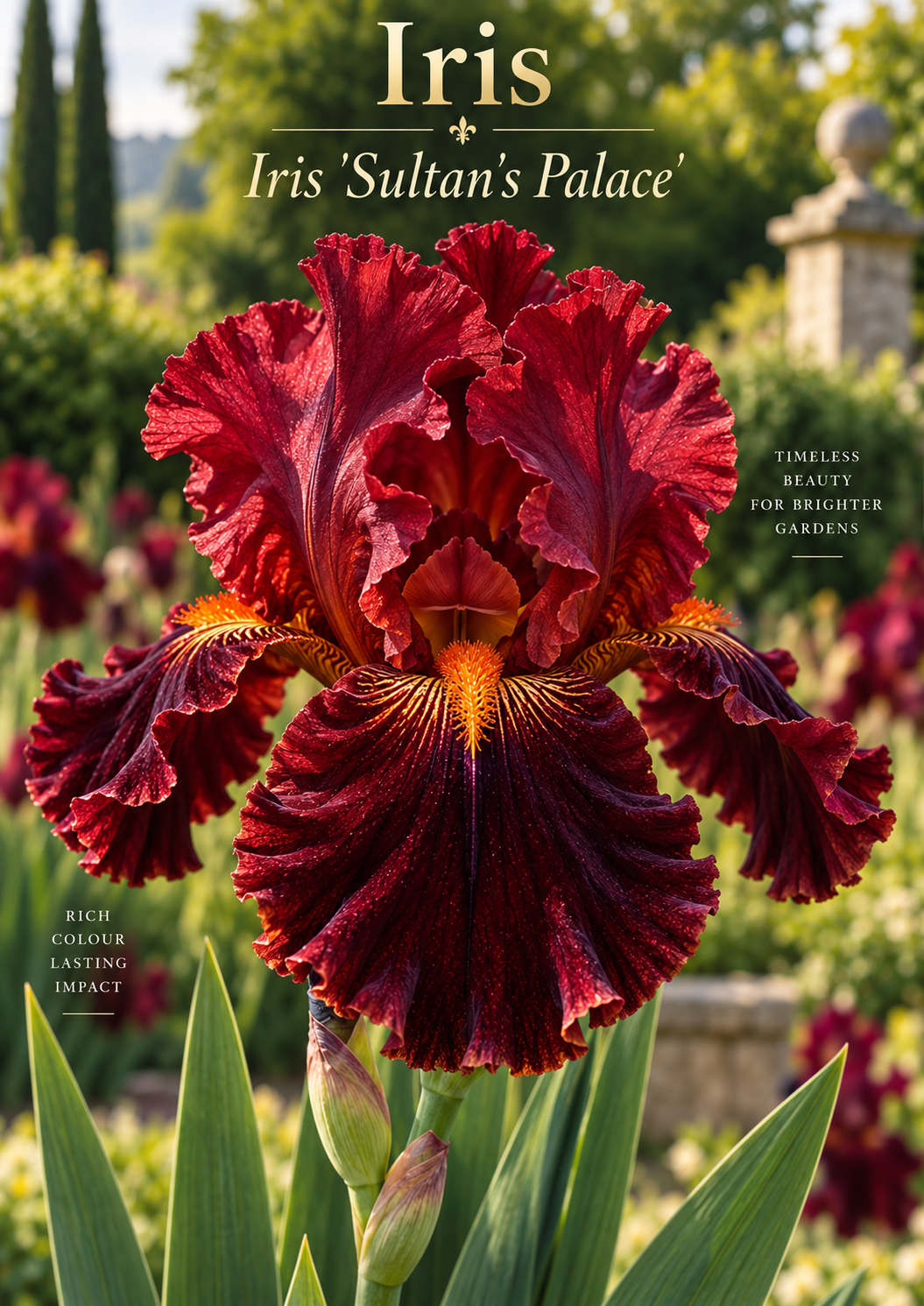 Iris Mariposa Skies cu flori albastru pal și albastru-violet – soi de iris din rizom
