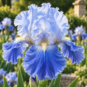 Iris Victoria Falls cu flori albastru deschis – soi de iris din rizom